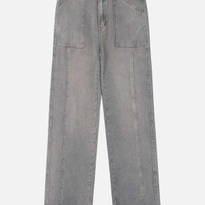 vintage washed straight jeans   chic & timeless appeal 8104