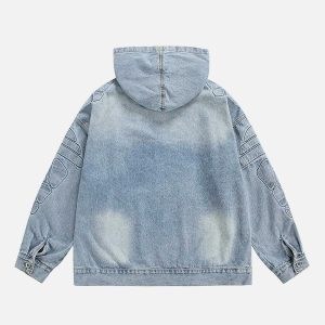 washed denim hoodie   youthful urban streetwear essential 4186