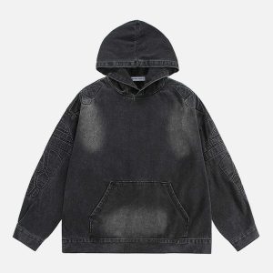 washed denim hoodie   youthful urban streetwear essential 4590