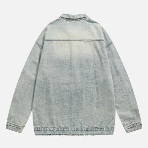 washed denim jacket zip design youthful urban appeal 3658