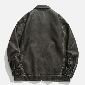 washed faux leather jacket urban chic & edgy style 1278