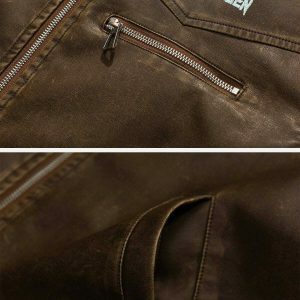 washed faux leather jacket urban chic & edgy style 7024