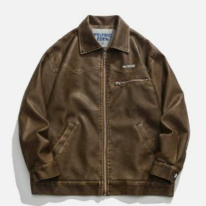 washed faux leather jacket urban chic & edgy style 7481