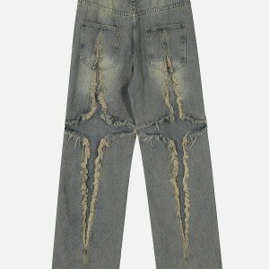 washed fringe jeans youthful & edgy streetwear staple 1022