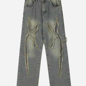 washed fringe jeans youthful & edgy streetwear staple 1325