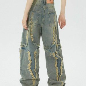 washed fringe jeans youthful & edgy streetwear staple 1804