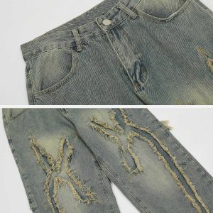 washed fringe jeans youthful & edgy streetwear staple 4032