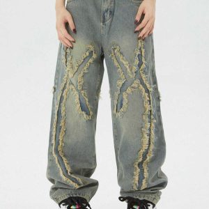 washed fringe jeans youthful & edgy streetwear staple 4360