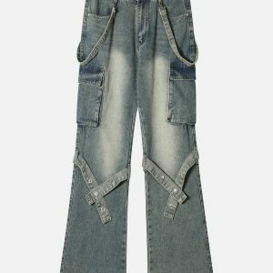 washed tie design jeans   youthful urban streetwear 7349