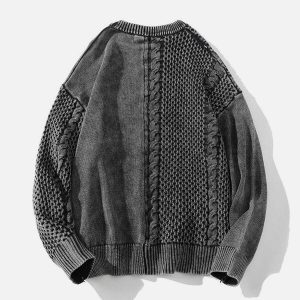 washed weave sweater dynamic design & youthful appeal 8902
