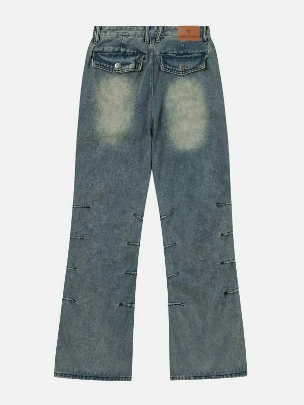 wrinkle washed big pocket jeans   edgy & retro streetwear 3669