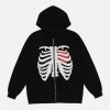 youthful 'my beating heart' zipper hoodie   streetwear icon 5413