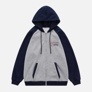 youthful 1996 spliced hoodie retro vibes & streetwear edge 4706