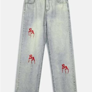 youthful 3d embroidered jeans iconic streetwear design 5302
