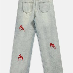youthful 3d embroidered jeans iconic streetwear design 8547