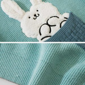 youthful 3d rabbit print sweater   quirky & comfortable 4800