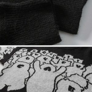 youthful alphabet bear sweater   chic jacquard knit design 1273