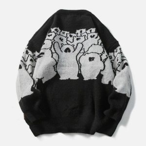 youthful alphabet bear sweater   chic jacquard knit design 1688