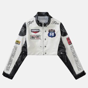 youthful ambition motorcycle crop jacket   edgy streetwear icon 2820