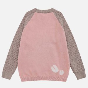 youthful animal print raglan sweater   streetwear chic 5272