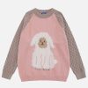 youthful animal print raglan sweater   streetwear chic 6286
