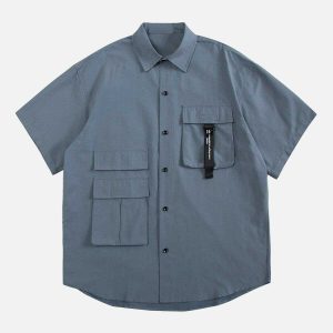 youthful asymmetric pocket shirts   sleek & trending design 4182