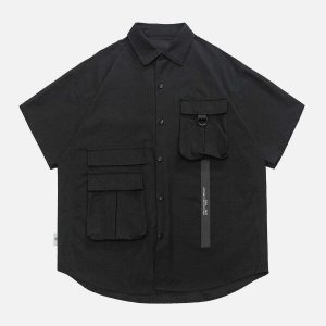 youthful asymmetric pocket shirts   sleek & trending design 8855