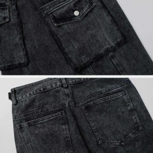 youthful asymmetrical pocket jeans   washed & straight leg 4619