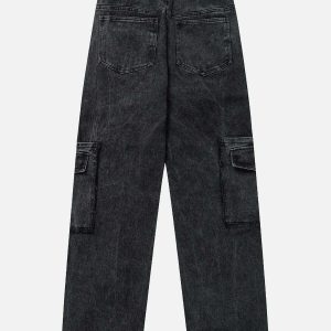 youthful asymmetrical pocket jeans   washed & straight leg 5670
