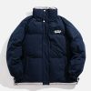 youthful badge solid puffer coat   chic & warm streetwear 6084