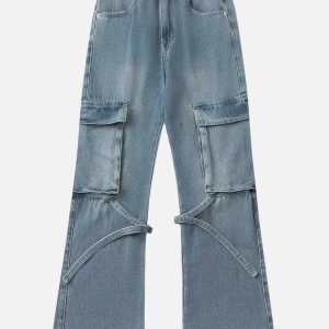 youthful bandage jeans with oversized pockets   urban chic 1437