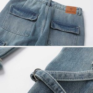 youthful bandage jeans with oversized pockets   urban chic 2973