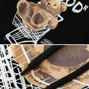 youthful bear cart print hoodie   streetwear icon 8006