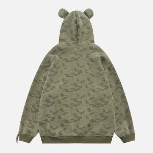 youthful bear ears hoodie with phet embroidery urban charm 4157