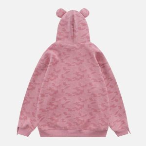 youthful bear ears hoodie with phet embroidery urban charm 5857