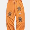 youthful bear flocking sweatpants streetwear charm 7216