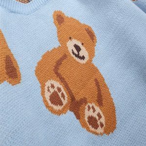 youthful bear knit sweater   quirky & cozy fashion staple 6495