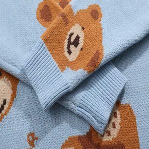 youthful bear knit sweater   quirky & cozy fashion staple 8204