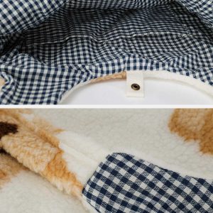 youthful bear pattern sherpa bag   cozy & trendy accessory 5342