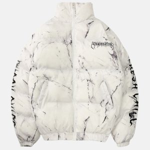 youthful bear print padded jacket   cozy & iconic streetwear 6496