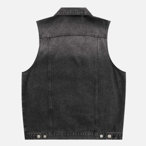 youthful big pocket denim vest washed & urban chic 1093