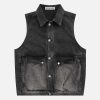 youthful big pocket denim vest washed & urban chic 3198