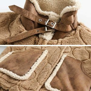 youthful big pocket sherpa coat   chic & cozy streetwear 4010