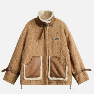 youthful big pocket sherpa coat   chic & cozy streetwear 5587