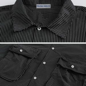 youthful big pocket shirt   sleek long sleeve streetwear 8552