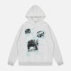 youthful black & white sliced print hoodie dynamic style 7971