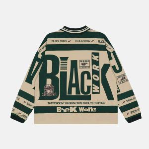 youthful black work sweatshirt   sleek urban streetwear 8564
