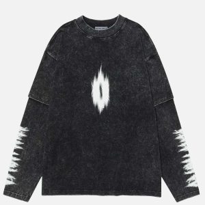 youthful blurring print sweatshirt washed urban look 4862