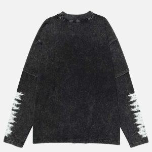 youthful blurring print sweatshirt washed urban look 7701
