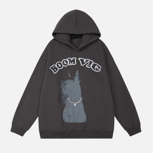 youthful boom vig' print hoodie streetwear icon 4864